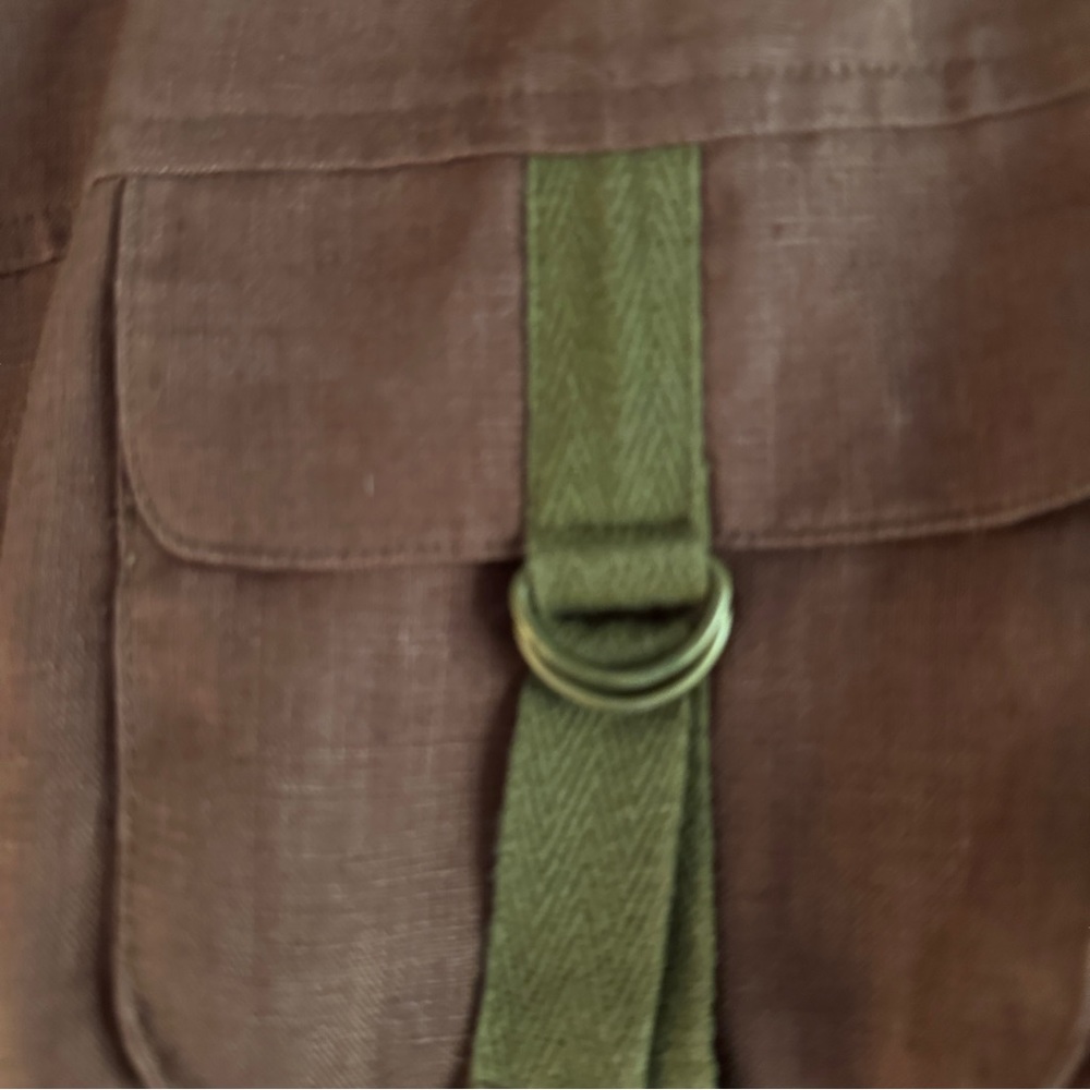 Brown Linen Bomber Jacket - Picture 3 of 7